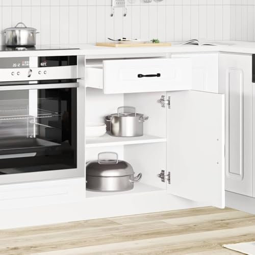 HOMTAKIE - Armario de cocina Kalmar blanco madera de ingeniería, 1 mueble bajo (1 puerta 1 cajón) 50 cm