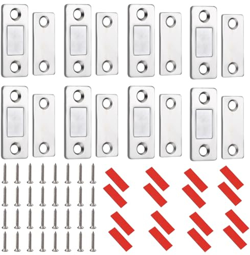 Door Magnets Magnetic Door Catch Heavy Duty 4/8 Pack Cupboard Door Magnet Drawer Magnets Double Magnetic Catch for Cupboard Kitchen Cabinet Door Closer Magnet Closure (8)