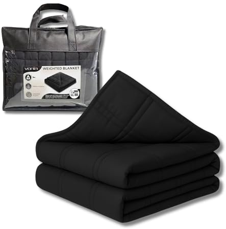 Vonia Gewichtsdecke 9 KG, Anti-Stress Entspannungsdecke, 150 x 200 cm, Therapiedecke for Adult, Noir