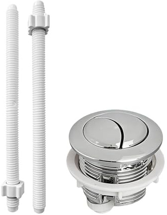 Botón cisterna Rock, Kit de Repuesto de Botón de Cisterna Rock para WC, Diseño Universal de Doble Línea Circular en Plata, Accesorio de Botón WC Duradero y Fácil de Instalar