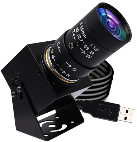 Mermaid Webcam USB 1080P con teleobiettivo da 5-50 mm, telecamera per computer Full HD da 100 fps/60 fps/30 fps per Windows/Mac/Linux/Android