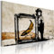 B&D XXL - Wandbilder XXL Banksy Monkey Framed Warhol Banana 120x80 cm 1 tlg - Wand Deko Vlies Leinwand Bilder Groß Wanddeko Wohnzimmer Schlafzimmer Kunstdrucke - Graffiti Mural Street Art