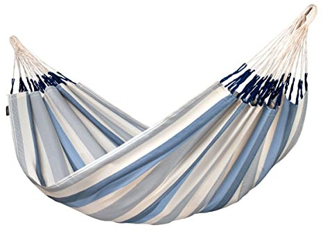 LA SIESTA® - Brisa - Klassische Doppel-Hängematte, handgefertigt in Kolumbien, mit 160 cm Breite für entspannte Momente drinnen und draußen. Blau