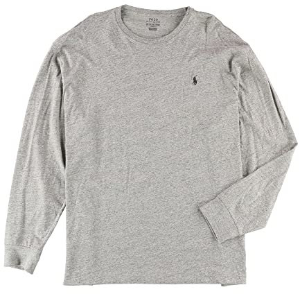 Polo Ralph Lauren Mens Long Sleeve Crewneck Logo T-Shirt - S - Gray Heather, Gray, S