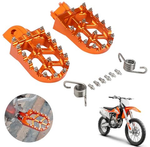 AnXin Furasten Pedale CNC fr SX SXF EXC EXCF XC XCF XCW XCFW SMC 65 85 125 150 200 250 300 350-1290 Motorrad aus Aluminium in Orange, Vorder, Universelle Passform