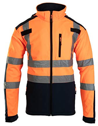 Brixton Flash reflektierende Softshell Jacke Warnschutz Warnjacke Reflektierend Schutzjacke orange 300 g/m2 (XL)