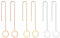 JewelryWe Schmuck 3 Paare Durchzieher Ohrringe Edelstahl Rund Kreis Lange Kette Einfädler Ohr Linie Ohrhänger für Frauen Mädchen, Silber Gold Rosegold