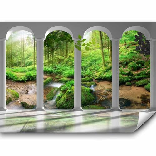 murando - Papier peint panoramique paysage 450x315 cm - Revêtement mural décoration pour chambre salon - Design moderne - Marron vert gris - Architecture des arbres colonnes forêt c-C-0187-a-a