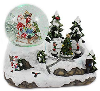 Schneekugel/Spieluhr 100mm, tanzende Kinder, Licht, Schneeantrieb, 15cm