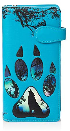 SHAGWEAR ® Portemonnaie Geldbörse Damen Geldbeutel Mädchen Bifold Mehrfarbig Portmonee Designs: (Wolfs Pfote/Wolf Paw)