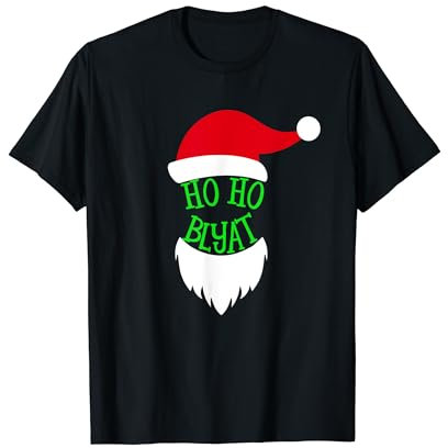 Russland Weihnachten HO HO Blyat Mütze Weihnachtsmann Russia T-Shirt
