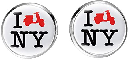 Simple I Love New York City Ohrringe Silber Farbe Cartoon Funny Art Foto Glas Runde Ohrstecker Modeschmuck Urban Souvenirs