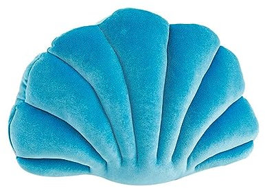 NOLITOY 1 x Muschel-förmiges Kissen mit Meeresmotiv, gefülltes Kissen für Zuhause, Bett, Sofa, Büro, Dekoration (blau, 34 x 25 cm).