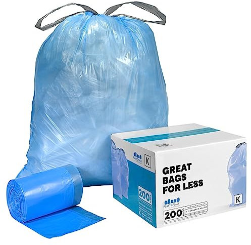 Plasticplace Simplehuman Müllbeutel (x) Code K kompatibel (200 Stück) │ getönte blaue Müllbeutel mit Kordelzug, 38 l, 62 x 71,1 cm