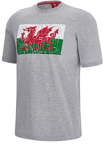 Macron Unisex WRU Merch Ca Lf Baumwoll Aufdruck Gry Mel Flagge, Ss Sr T-Shirt, grau, L