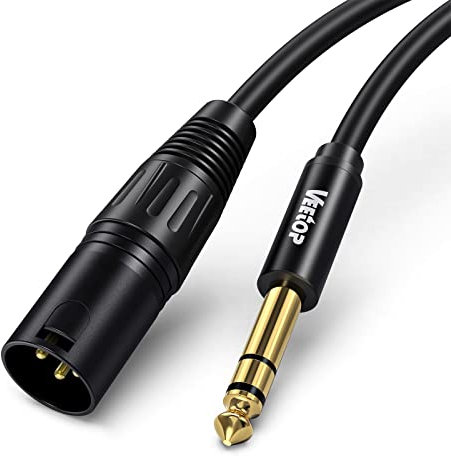Veetop 10m 6.35mm to XLR Cable - 1/4 Inch TRS Balanced to XLR Microphone Cable for Speakers, Stages, DJ, Studio Audio Consoles