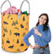 Nukido Freistehender Spielzeugkorb für Kinderzimmer Groß, Geräumig, Charmantes Design Langlebiges Material Leicht zu reinigen Starke Ohren 100% Baumwolle 60x35 cm Orange