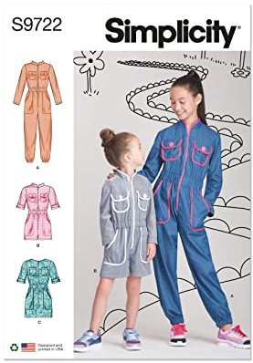 SIMPLICITY SS9722HH Children's and Girls' Jumpsuit, Romper and Dress HH (3-4-5-6)