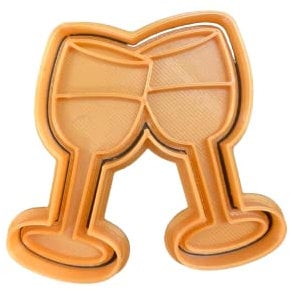 The Cookie Cutter Hub 9cm Wedding Champagne Glasses Cookie Cutter and Matching Embosser for Cookies Biscuits Clay Baking Decoration