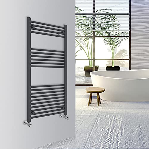 Warmehaus Straight Bathroom Heated Towel Rail Warmer 1200x600mm Anthracite | Central Heating Bathroom Ladder Radiator, 1.5mm Premium Mild Steel, Wall Mounted, Durable Finish, For Kitchen, Living Room