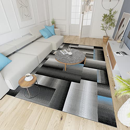 Mazovia Teppich Wohnzimmer 80x150cm Anthrazit Grau Geometrisch Weich | Teppich für Schlafzimmer Büro Esszimmer Pflegeleicht Fußbodenheizungsgeeignet Reinigungsmittelbeständig Kurzflor Synthetisch