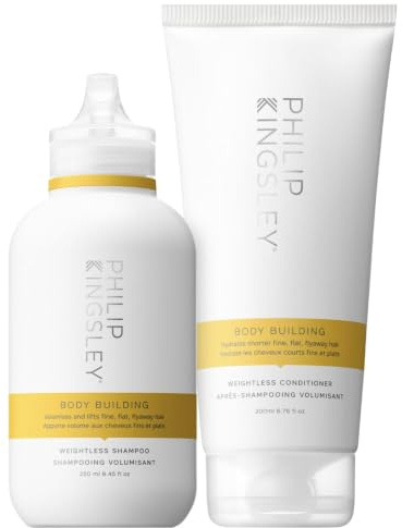 Philip Kingsley | Body-Building Volumising Shampoo and Conditioner Duo Set | Hydrate, Thicken, Volumise Hair | Lifts and Adds Shine | 250ml and 200ml