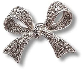 lordies Brosche Pin Anstecknadel Schleife Strass Silber