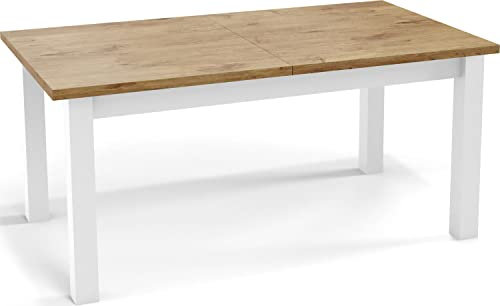 WFL GROUP Moderner Rechteckiger Ausziehbarer Esstisch - Platzsparend - Weiße Holzbeine - 160 bis 240 cm - Hergestellt in EU - 160 x 90 cm - Lancelot Eiche