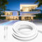 BRIMETI Neon LED Streifen 5M Aussenbereich, LED Strip Wasserdicht 230V Outdoor 120 LED/M Flexibler Lichtband für DIY Flexibel Lichtleiste mit Netzteil und Controller für Innen Heim Küche Deko (Weiß)