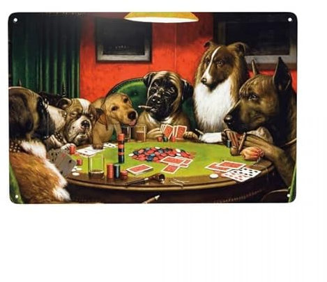 Bioprocess Blechschild mit Aufschrift Dogs Playing Poker, Vintage-Look, 20,3 x 30,5 cm