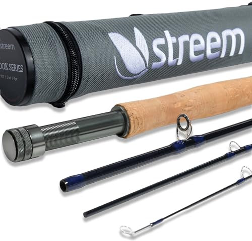 STREEM Outdoors Brook Series Fliegenrute (2,7 m, 5 W), mittelschnelle Aktion, 4-teilig, mit Schutzhülle