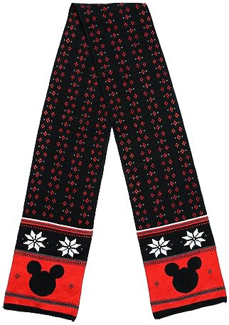 Disney Schal für Erwachsene, Motiv: Mickey Minnie Maus, bedruckt, gestrickt, Winter, Unisex, Rot/Schwarz, Einheitsgröße