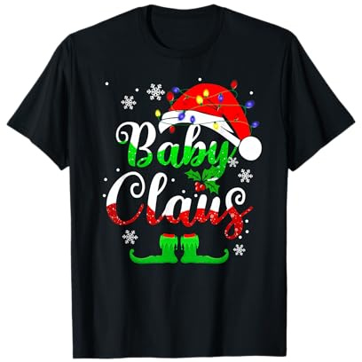 Nikolausmütze Weihnachtskostüm Familie Matching Baby Claus T-Shirt