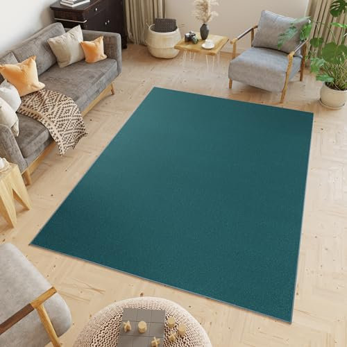 TAPISO Mono Teppich Kurzflor Indoor UV-beständig Blau Einfarbig Wohnzimmer Schlafzimmer Kinderzimmer Modern Design ÖKO-TEX 80 x 150 cm