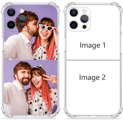 Custom Personalized Picture/Photo Phone Case for iPhone 17 Air 16e 16 15 14 12 13 11 Pro Max XR X Xs 8 7 6 Plus, Four-Corner airbag is Anti-Drop,Anti-Scratch Soft Protective Clear TPU Case (2 Photos)