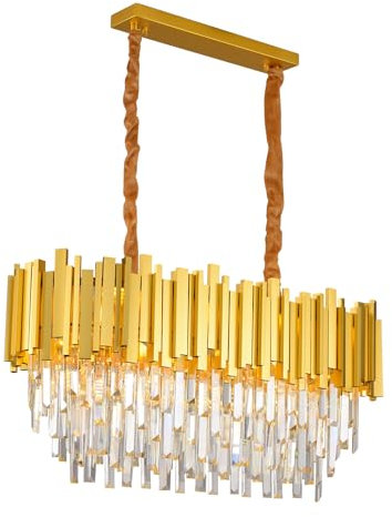 Modern Kronleuchter Kristall Leuchte,Luxus Hängeleuchte Kristall Lampe,Quadratischen Kronleuchte,10xE14 Lichter für Esszimmer, Küche, Wohnzimmer, Schlafzimmer, Flur, Café,Bar(80*30 Cm Gold)