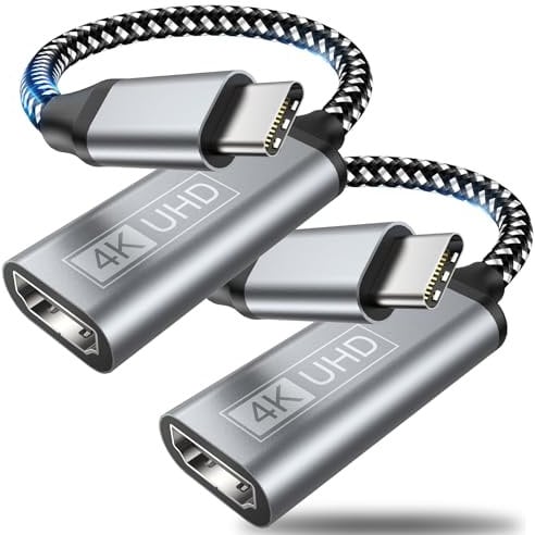 YUETUOL Adattatore USB C a HDMI, Type C vers HDMI Adattatore 4K (compatibile con Thunderbolt 3), Uscita Audio Video per iPhone 16/15 Pro/Max, MacBook Pro/Air, Pixelbook, Surface Go, Galaxy S10 S9+