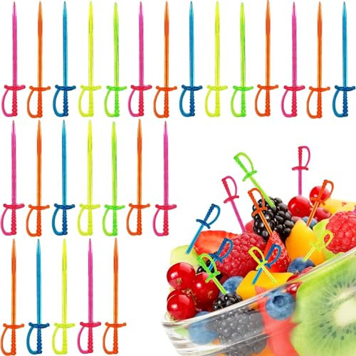 100 palillos de plástico para frutas, palillos de cóctel, palillos de cóctel multicolor, palillos de dientes de alimentos, púas de aperitivos, decoración de alimentos, accesorios de cóctel para