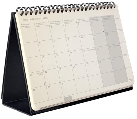 SIGEL C2581 Tischkalender Querkalender 2025, ca. A5 quer, schwarz, Hardcover, 2 Seiten = unten Monat/oben Notizseite, 144 Seiten, zum Aufstellen, aus nachhaltigem Papier, Conceptum