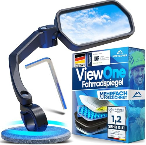 NEXTCOVER® Fahrradspiegel für Lenker [rechts] mit ProVision-Echtglas I fest sitzender Fahrrad Rückspiegel I Spiegel rechts I Rückspiegel Fahrrad I Ebike I EScooter I Fahrradspiegel E Bike