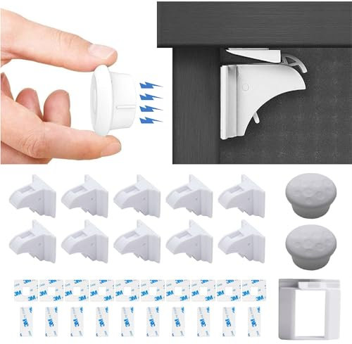 Blocca Cassetti per Bambini con Serratura Magnetica - Chiudi Cassetti Bambini con Chiusura di Sicurezza a Blocco per Mobili e Ante