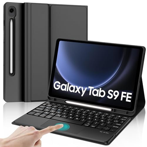 JADEMALL Clavier avec Trackpad pour Samsung Tab S9 FE 10.9 2023/S10 FE 10.9 2025/S9 11, AZERTY Français Clavier Détachable avec Touchpad pour Samsung Tab S9 FE/S10 FE 10.9, Noir