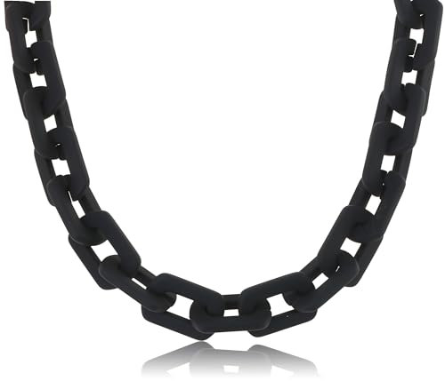 Made by Nami Große Glieder Halskette Damen Schwarz Raver Schmuck 40 + 5 cm Länge (Schwarz)