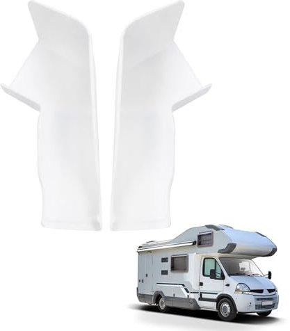 2 beccucci per grondaie, per camper, mini grondaie, scarico per grondaie, bordo sinistro e destro, estensione universale per grondaia, bianco (2 bianco)