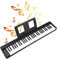 HUIOP 61-Key Foldable Electronic Piano Multifunctional Electronic Organ 61 Keys Sensitive Piano Keyboard with LCD Display Built-in Rechargeable Battery BT Connectivity Portable Musical Instrument Digi
