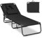 GIANTEX Chaise longue pliable pour bronzage avec trou pour le visage et oreiller amovible, dossier et repose-pieds réglables, fauteuil portable pour piscine et plage (Noir)