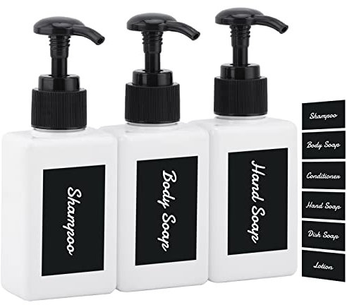 Segus Hand Soap Dispenser, 3 Pieces 100ml Shower Gel Dispenser, Bathroom Soap Dispenser Set, Plastic Lotion Dispenser, Small Soap Dispenser for Family, Travel, Hotel (White)