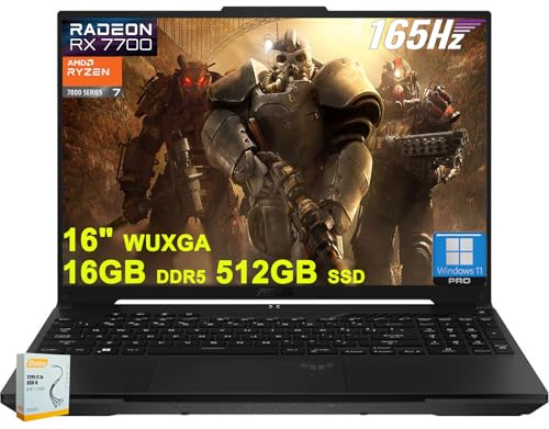 ASUS TUF Gaming A16 Laptop | 16 WUXGA 165Hz 100% sRGB | AMD 8-core Ryzen 7 7735HS | 16GB DDR5 512GB SSD | Radeon RX7700S 8GB Graphic (>RTX4060) | USB 4 Win11Pro di tipo C retroilluminato con