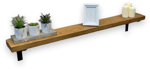 MKGT Handmade Solid Wood Radiator Shelf with Brackets | Rustic Slim Wall Shelf for Hallway Storage | Wooden Shelving (Tudor Oak, 70 cm)