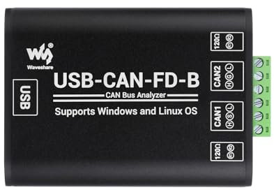 Waveshare Industrial Grade CAN/CAN FD Bus Data Analyzer, USB to CAN FD Adapter, CAN/CAN FD Bus Communication Interface Card, CAN/CAN FD Protocol Data Analyzer, Support Windows and Linux